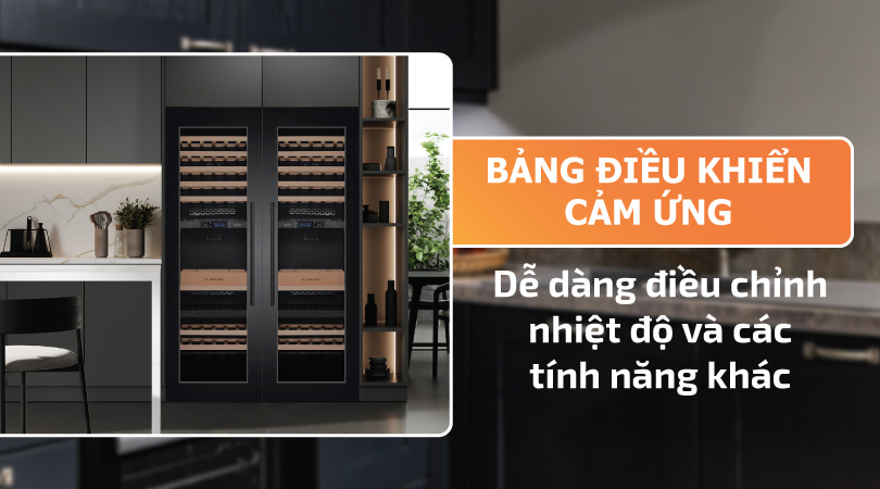 Tủ bảo quản rượu âm tủ Malloca MWC-95BI Bảng điều khiển